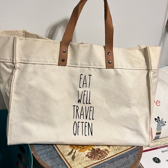 Handbags - Dewdrop Canvas Tote with Leather handles